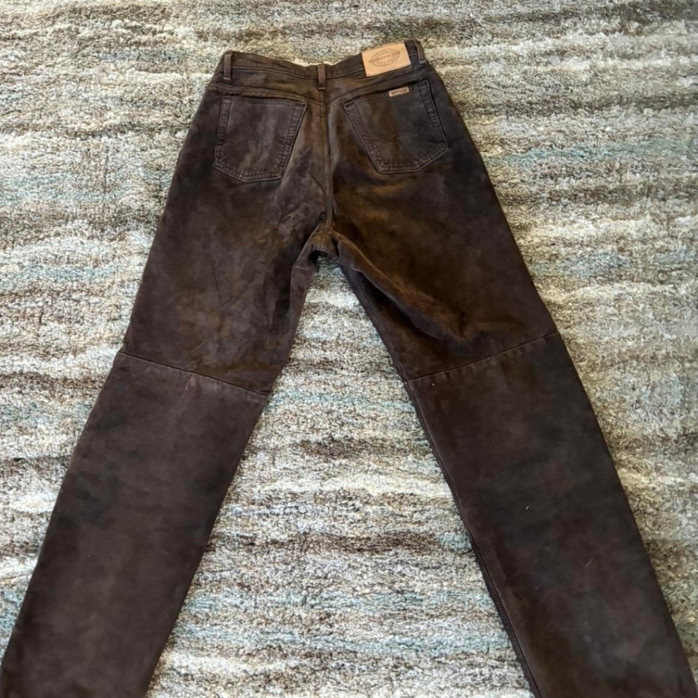 Dark Brown Suede Leather Pants